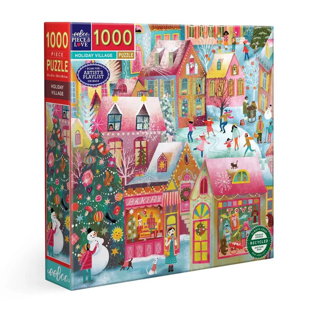 Eeboo, Puzzle, Gifts, 1000 piece, Holiday, Village, 891928